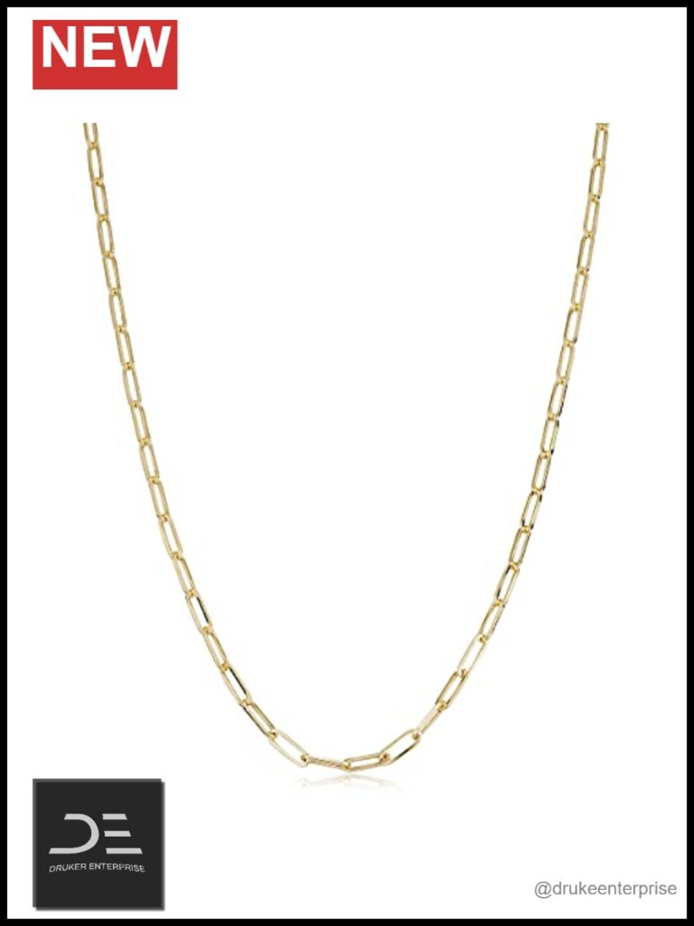 10k Yellow Gold Paperclip Chain Necklace Oval Link Women Fine Jewelry Gift